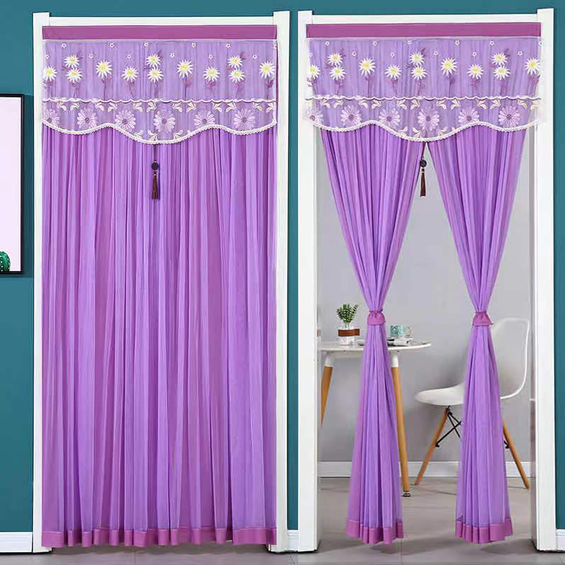 纱门帘家用免打孔夏天季卧室防隐私隔断帘新款蕾丝防蚊挂帘魔术贴