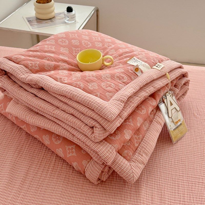 A类全棉母婴级色织提花双层纱春秋被夏被纯棉纱软糯有氧空调薄被,床上用品,化纤被,淘宝优惠券,粉丝福利购,淘宝优惠卷