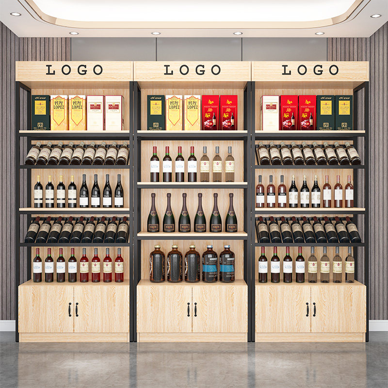 红酒柜展示架酒吧超市酒庄商用铁艺落地酒架置物架葡萄酒陈列柜子