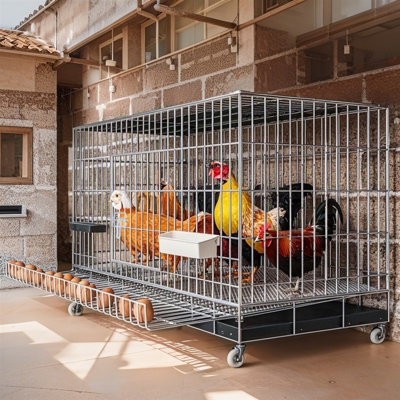 鸡笼子家用养殖折叠带轮子可移动下蛋鸡笼K大号特大号铁丝网鸡笼图片