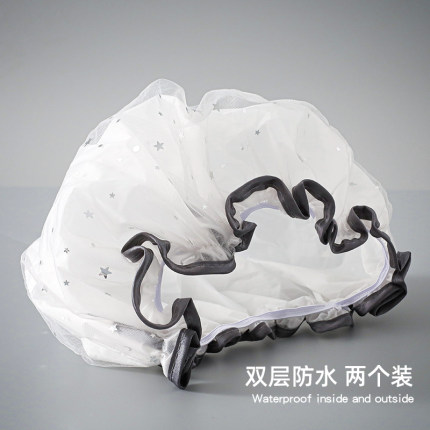 双层浴帽女防水洗澡头套家用成人可爱沐浴帽发罩厨房防油烟帽