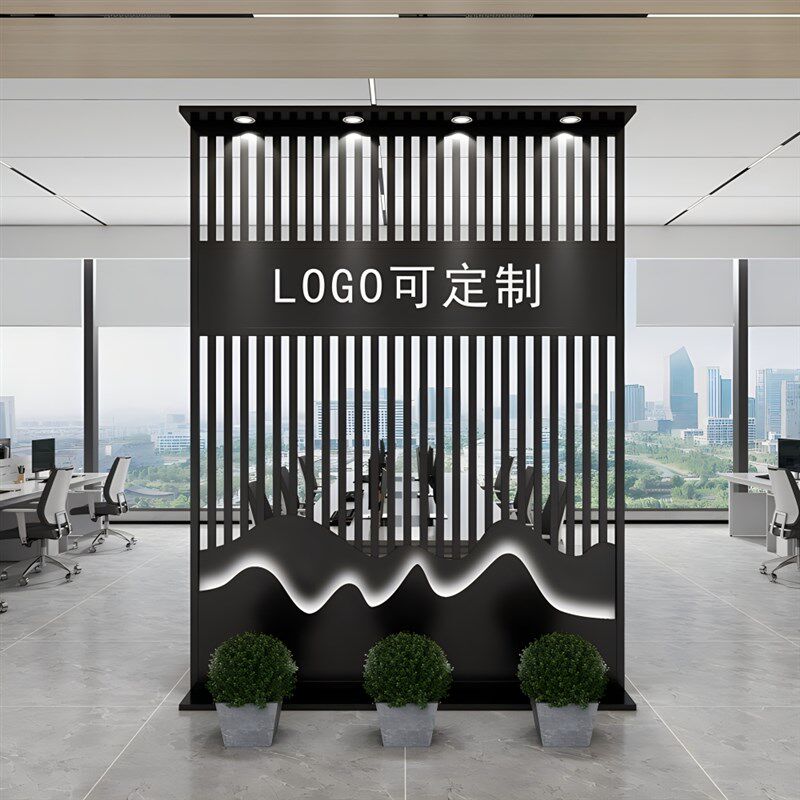 办公室进门隔断公司mlogo形象墙饭店包间围栏餐厅卡座隔断铁艺屏