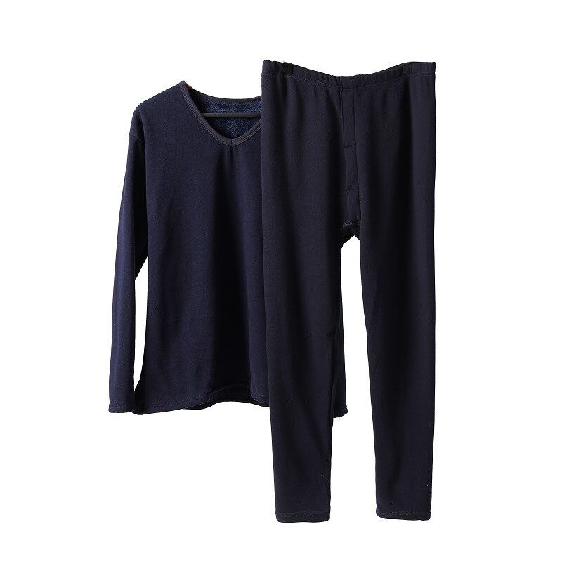 黄色男士保暖内衣套装冬加绒加厚款加肥加大码棉质秋衣秋裤大红色