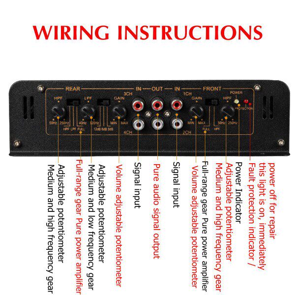 汽车功放4声道四路大功率12V车载音箱板升级改装车Y门喇叭低音炮