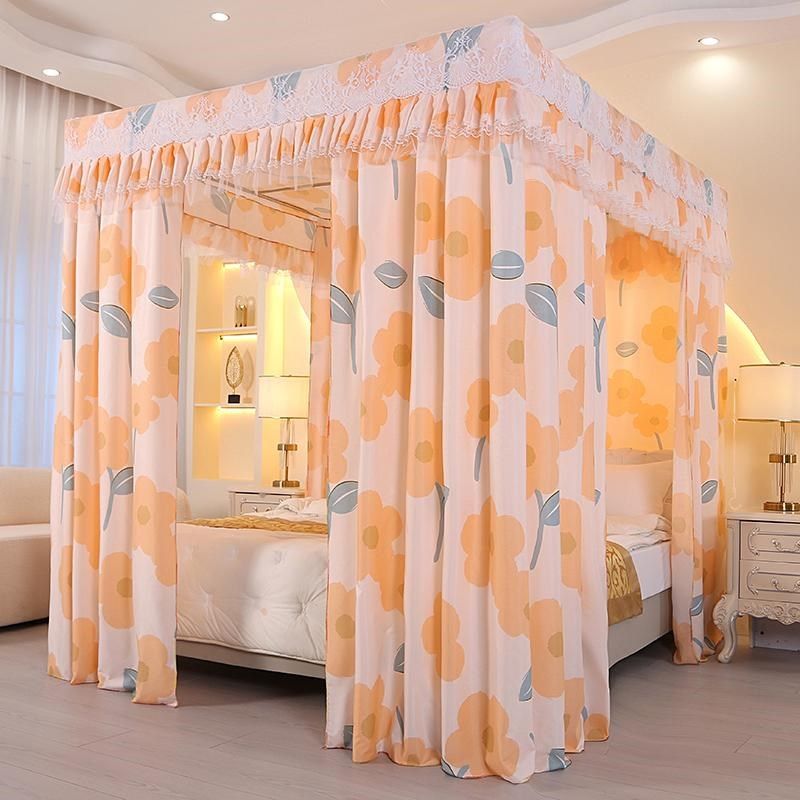 蚊帐三开门双层加大2.0x2.2m家用卧室遮光床帘床幔床帘纱帐落地式