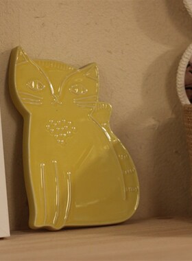 一只喵 日单陶瓷浮雕q猫咪摆件 橱窗装饰 美式陶瓷摆件包邮