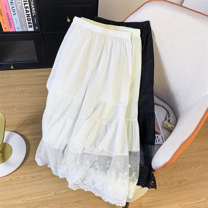 薄透不可单穿春夏日系蕾丝花边y打底裤宽松百搭多层拼接内搭阔腿