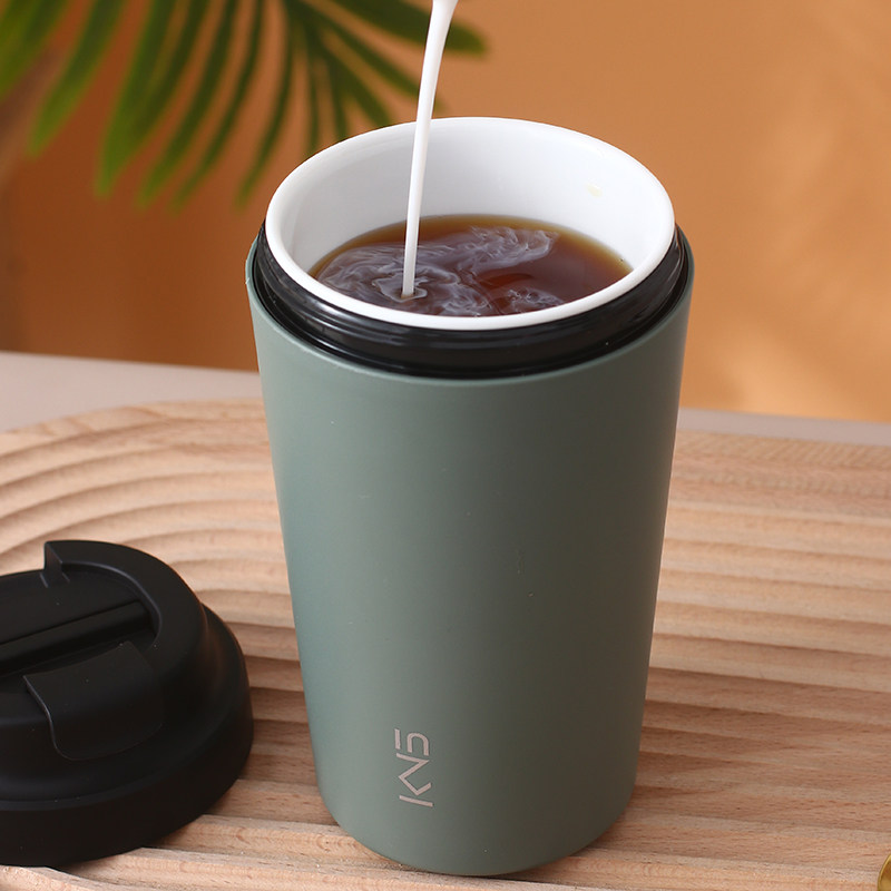 陶瓷内胆咖啡杯女生高颜值牛奶豆浆便携带盖保温T水杯男网红随行