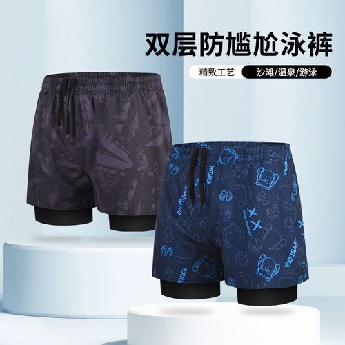 泳裤男士大码双层防尴尬新款2w024沙滩度假加大加肥温泉新款游泳