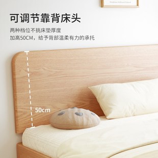 全实木床2025新款儿童床1.5米红橡木床架女孩小户型榻榻米地台床