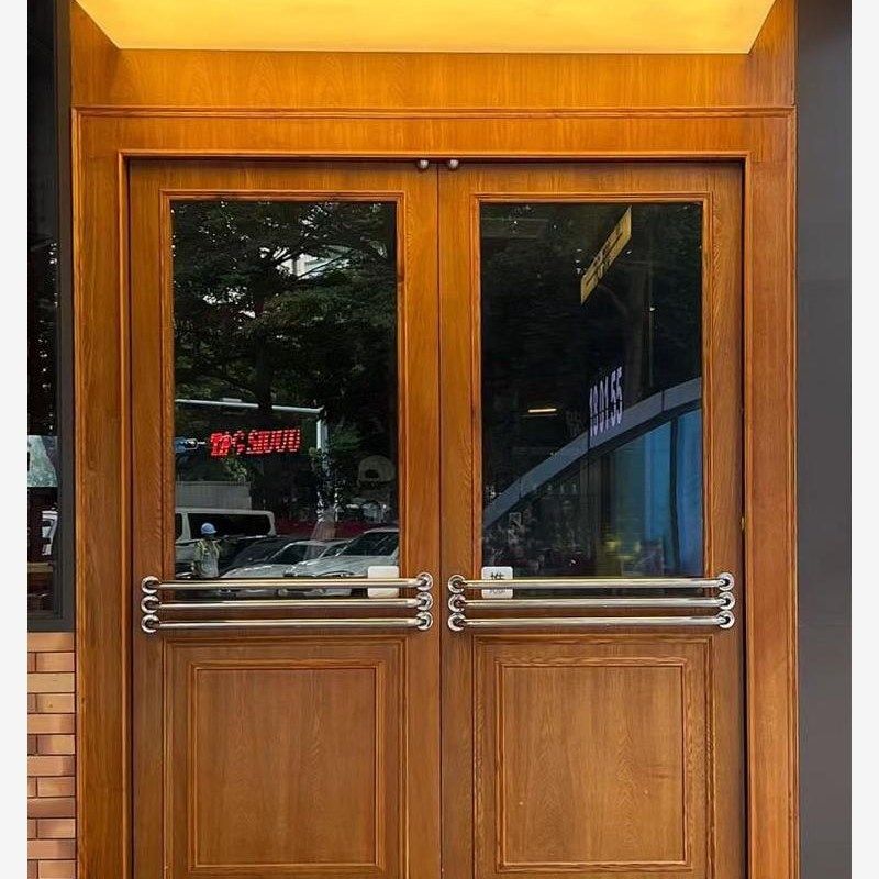 简约不锈钢木门拉手明装店铺对开门长把手美式酒吧大门推拉圆手柄