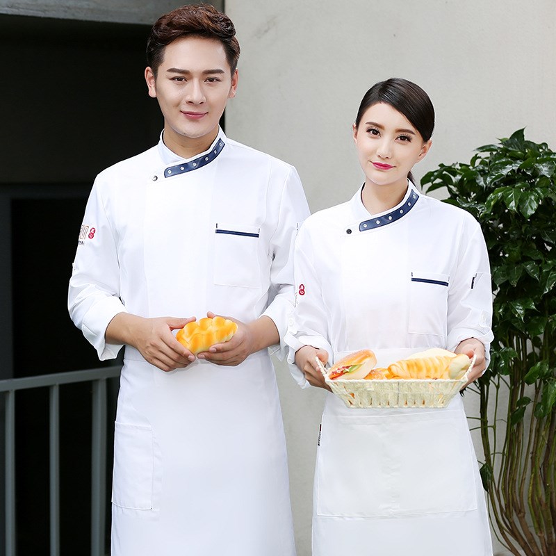 厨师工作服男女长袖秋冬个性酒店餐饮西餐行政总厨烘焙厨师服长袖