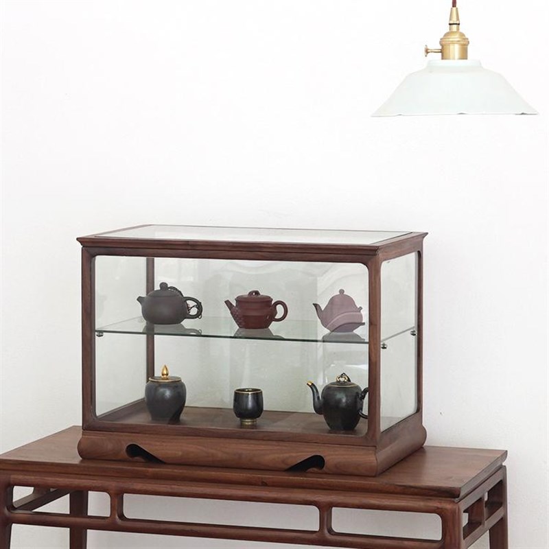 清竺 中式茶具收纳玻璃柜 茶器收纳展示玻璃柜 茶具陈列玻璃柜