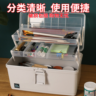 美术工具箱手提小学生画画特大容量家用药L箱塑料美甲收纳盒医药