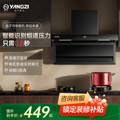 大吸力顶侧双吸变频吸油烟机