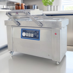 熟食烧鸡双室真空包装机 烧肉腊肠真空封口设备 商用卤制品包装机