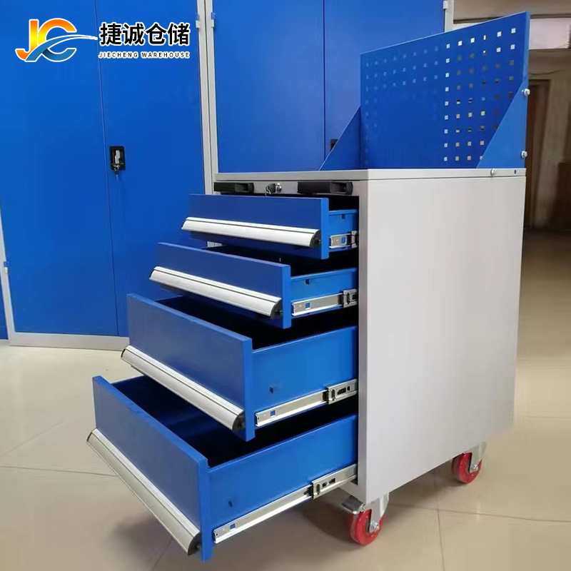 厂家供应车间工具车 车间汽修维修带挂板可移动四抽车间工具车