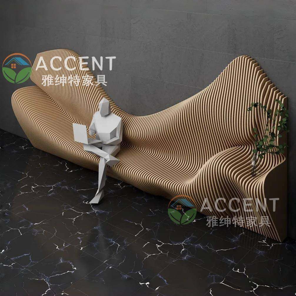 工艺精湛木质多层曲线等候椅商业空间展厅异形休息区视觉墙壁,商业/办公家具,休闲椅系列,淘宝优惠券,粉丝福利购,淘宝优惠卷