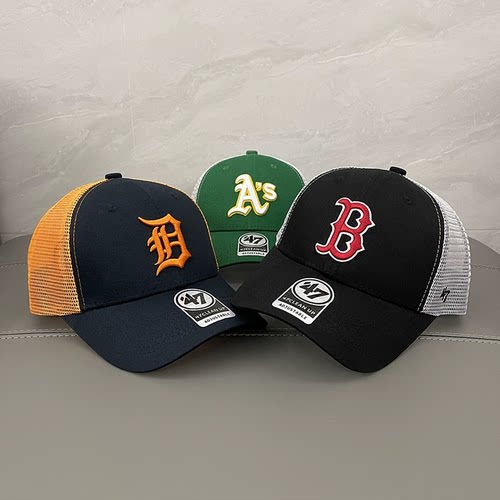 波士顿红袜队硬顶网眼帽子户外登山运动棒球帽夏季旅途遮阳鸭舌帽