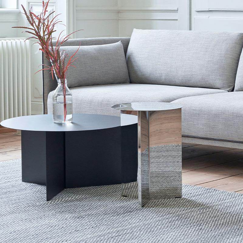 sort丹麦HAY金属镜面圆茶几北欧现代简约设计客厅边几Slit Table