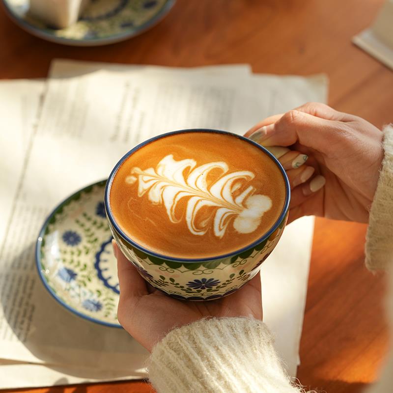 肆月覆古咖啡杯陶瓷精致女士个人专用高级感小众特别好看的拉花杯