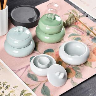 覆古文房四宝套装多功能陶瓷学生书法毛笔笔洗带盖子火锅砚台摆件