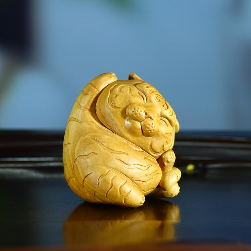 小叶黄杨木雕生肖老虎摆件生日礼物文玩男女手把件盘玩件手玩把件