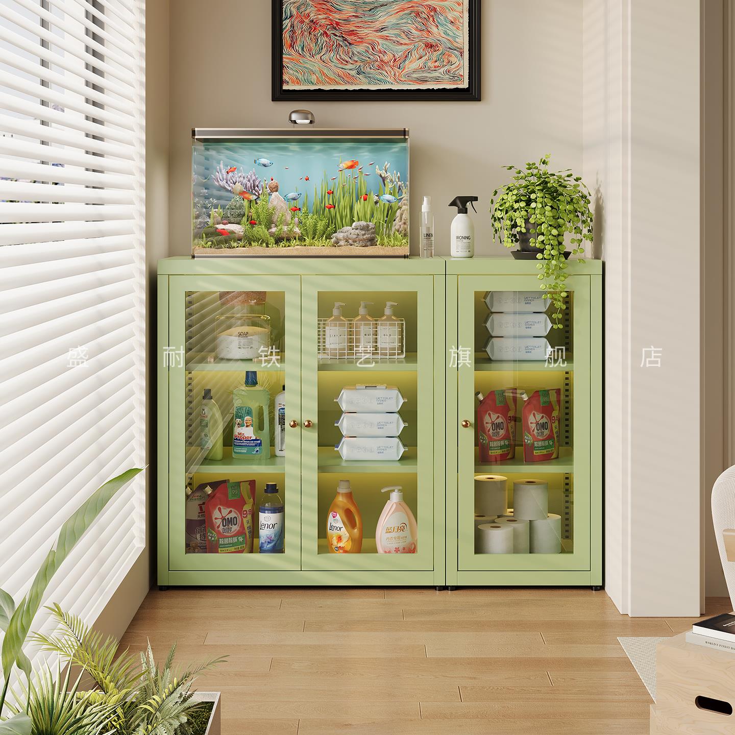 钢制户外防水防晒阳台储物柜家用小柜子大容量收纳置物矮柜飘窗柜