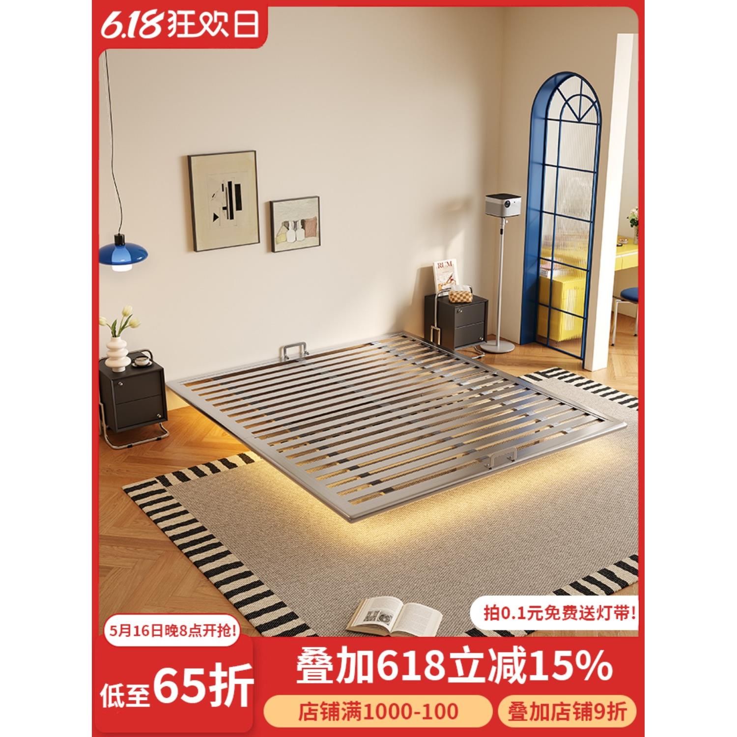 包豪斯不锈钢框架悬挂式床架1.8米双人床