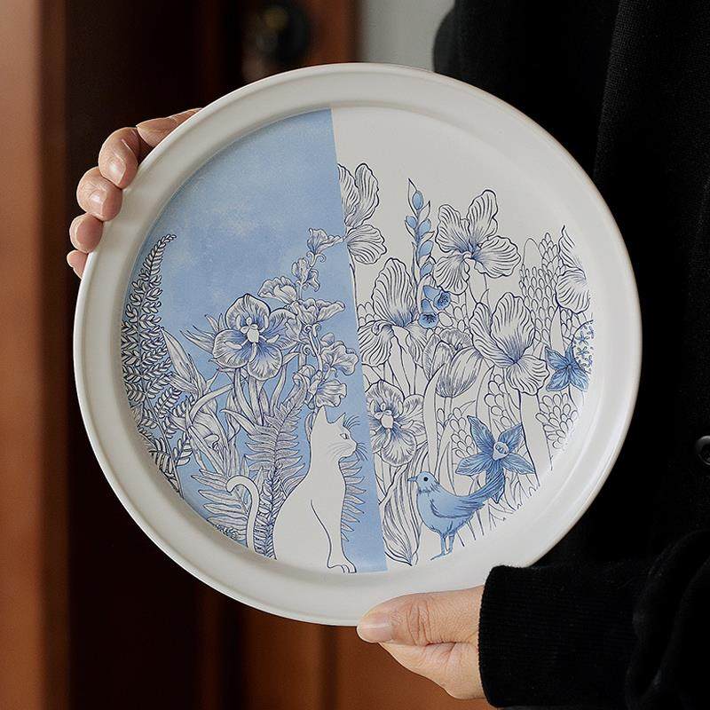 泽滕家8寸盘子陶瓷器漂亮清新好看的艺术感甜品点心西餐义大利面