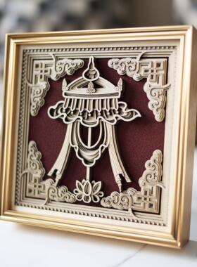 梯木叠雕轻奢高档摆件酒柜玄关客厅装饰品办公室摆设乔迁新居礼品