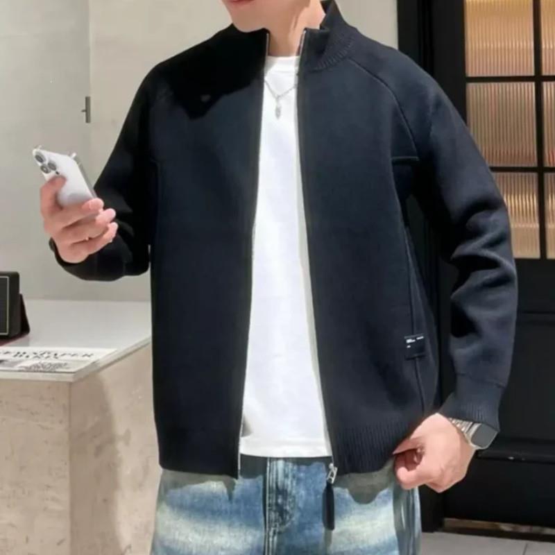 摩画轻奢男装2Z025年秋季新款高端时尚针织开衫韩版休闲立领外套