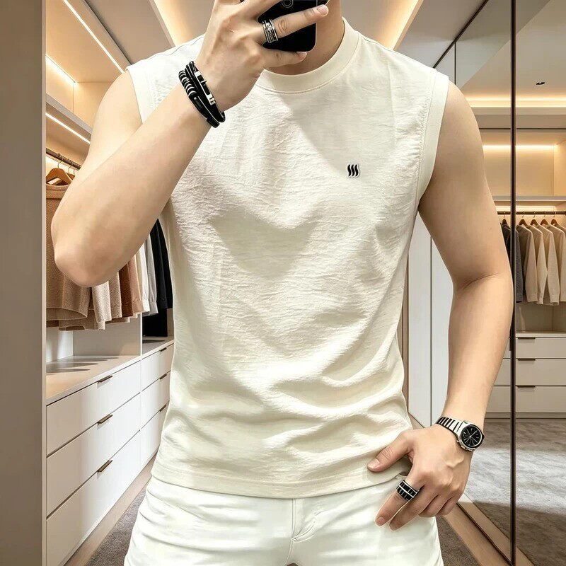 彩亿臻选2圆领男无袖背心夏季新款潮流时尚运动休闲通勤百搭上衣