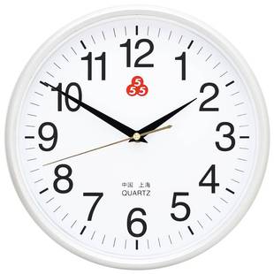 简约小时钟表静音卧室 上海三五牌555石英钟电子挂钟客厅家用时尚