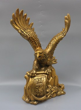 铜雄鹰摆件纯铜大展鸿图老鹰家居办公室装饰品大鹏展翅鹰桌面摆件