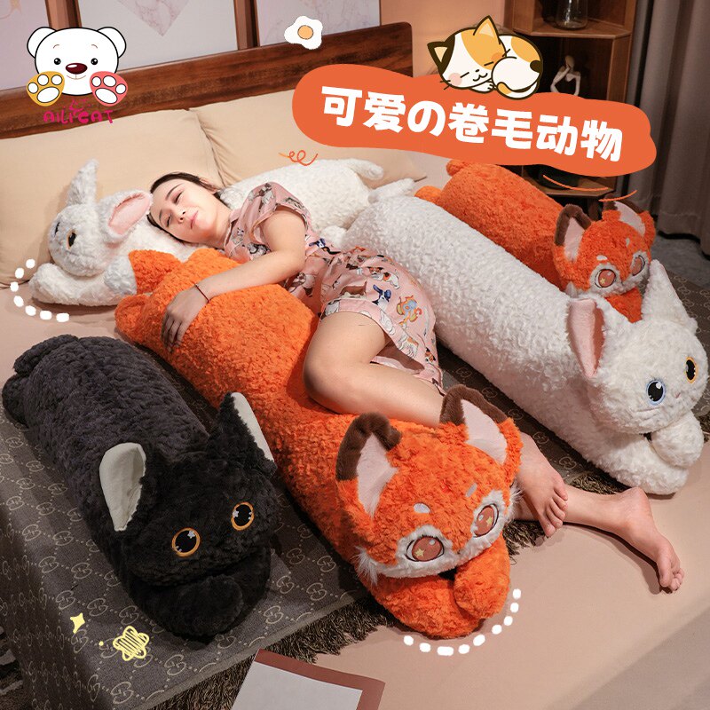 超萌德文卷毛黑猫玩偶猫咪毛绒玩具女孩夹腿睡觉抱睡公仔布偶娃娃
