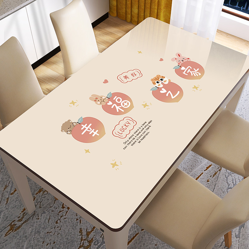 【精品】印花软玻璃餐桌s垫防水防油防烫免洗pvc长方形家用桌布