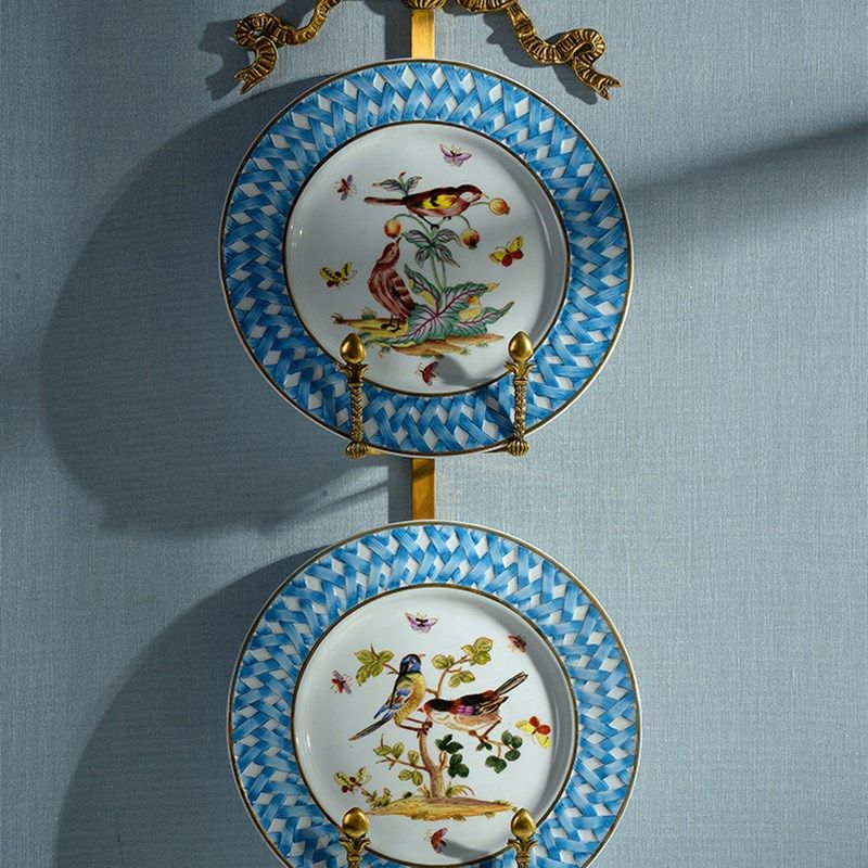 美式欧式青花手绘花鸟挂盘盘子墙壁饰盘装饰品家居客厅陶瓷摆件