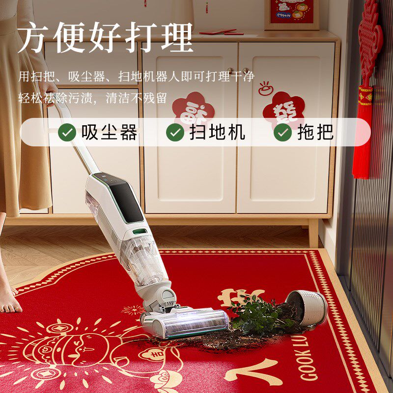 红色皮革进门脚蛇年入户门地垫垫喜庆玄关新年地毯家用2025防滑垫