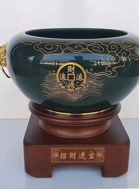 聚宝盆摆件工艺品办公室装饰招财进宝大号琉璃乔迁开业礼品送领导