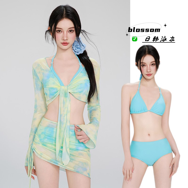 blossom度假风泳衣女2025新款分体裙式比基R尼四件套高级感泡温泉