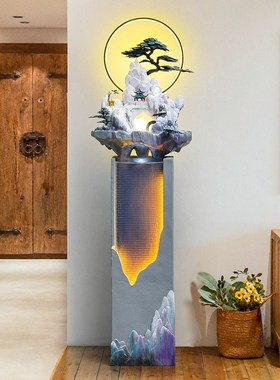 现代落地流水摆件循环水客厅水景加湿器玄关装饰假山喷泉开业乔迁