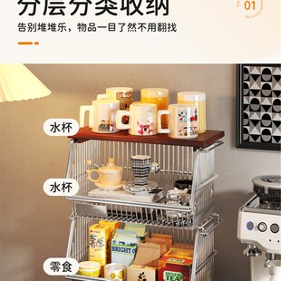 桌面收纳盒大容量零食杂物置物架厨房放菜收纳筐台面菜篮子小推车