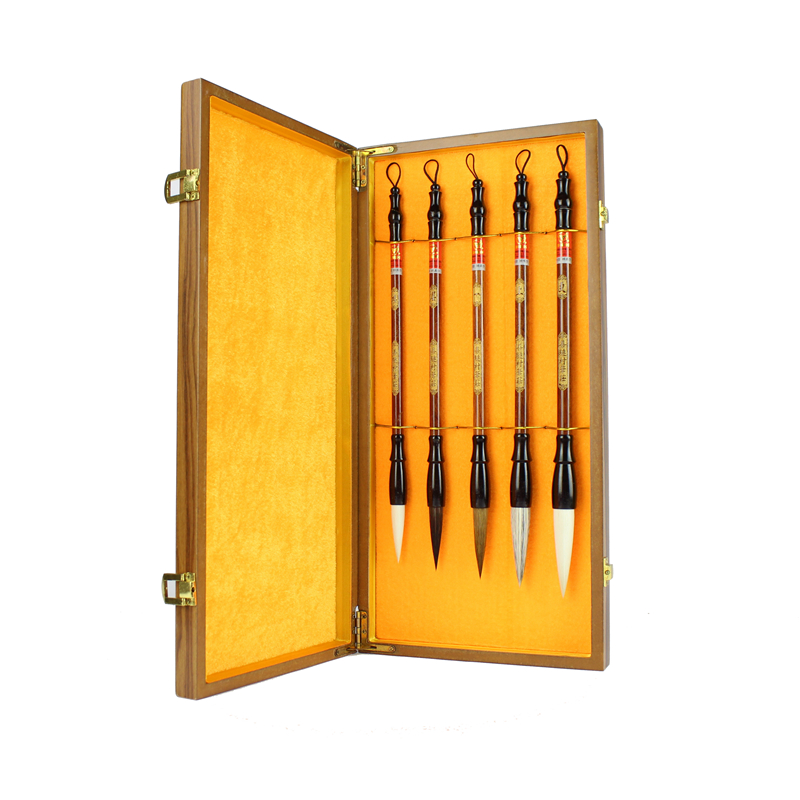 更上一层楼善琏湖笔湖州毛笔套装狼兼毫羊毫礼品盒款送人