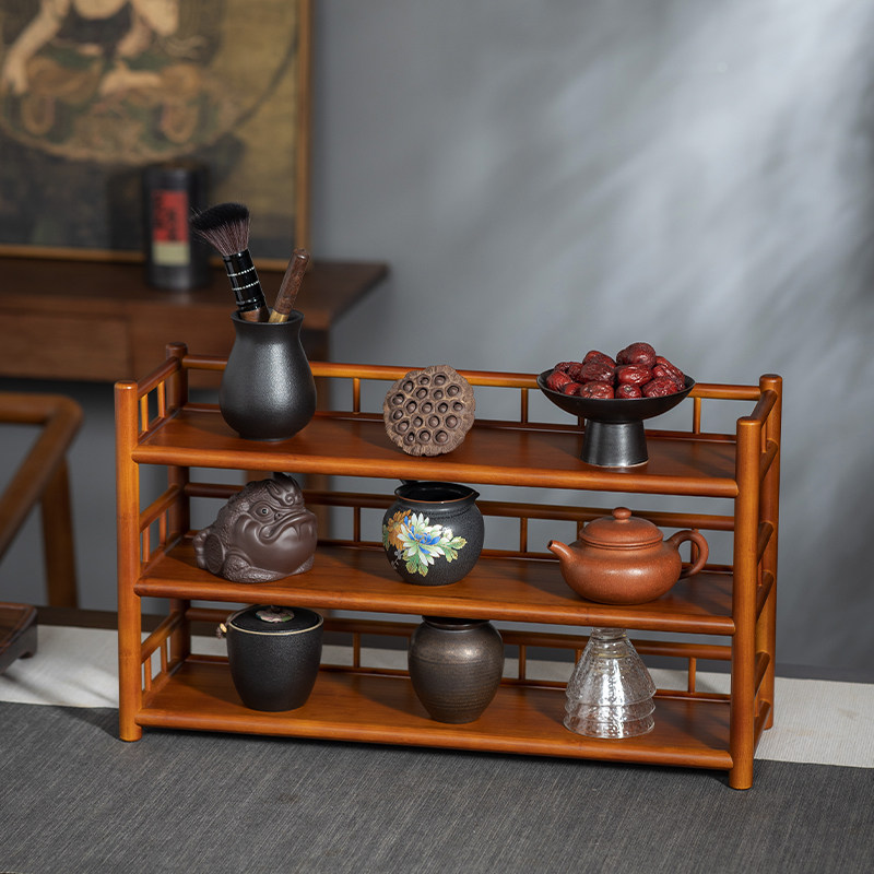 茶杯架子茶具收纳架紫砂壶摆放架桌上置I物架中式茶具架小型博古
