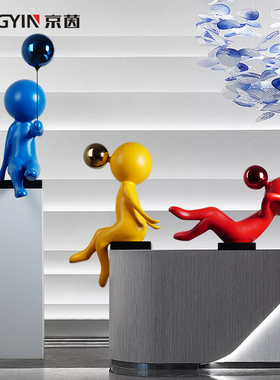 吹泡泡卡通抽象雕塑人物工艺品现代简约样板房酒店装饰艺术品摆件