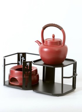 新品中式铁艺炭炉户外便携茶炉架小风炉防烫炭炉架隔热架中式收纳