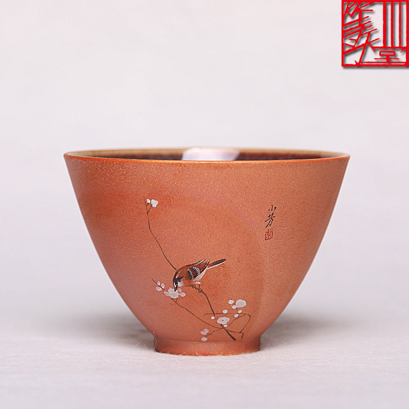 等于堂柴烧杯 尉小芳手绘粉彩人物 茶杯 精N品主人杯 品茗杯 茶具