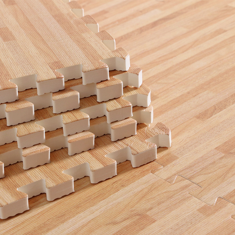 儿童泡沫拼接地垫卧室加厚宝宝爬行垫H仿木纹防水可擦洗可裁剪垫