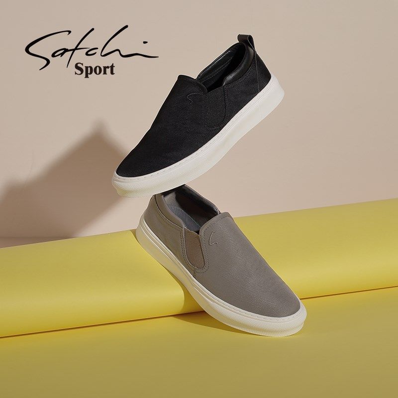 男鞋秋款透气布鞋轻便时尚板鞋一脚蹬鞋子男款豆豆鞋帆布鞋男夏季